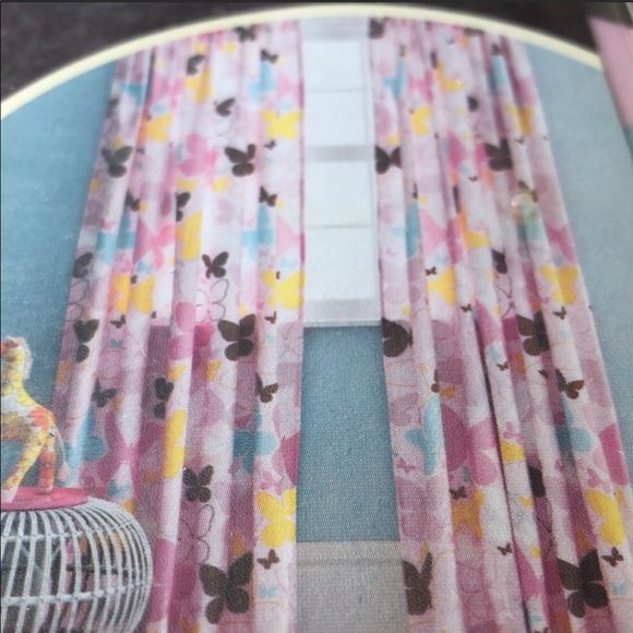 New Dwell Studio Pink Butterfly Window Panel Curtain 54”X 84” - Picture 3 of 7